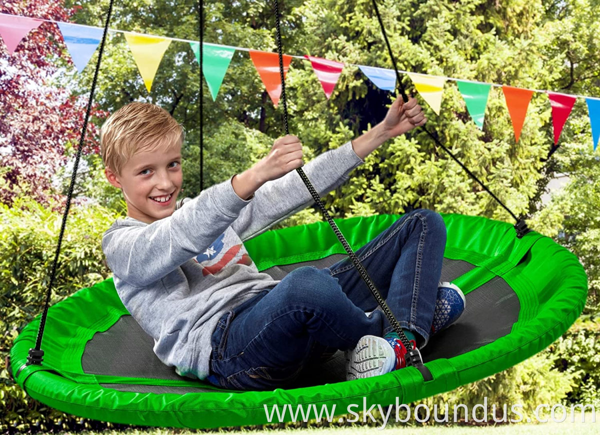 Outdoor Spinner Saucer Tree Swing Round Circular Flying Saucer w/ Rope Straps